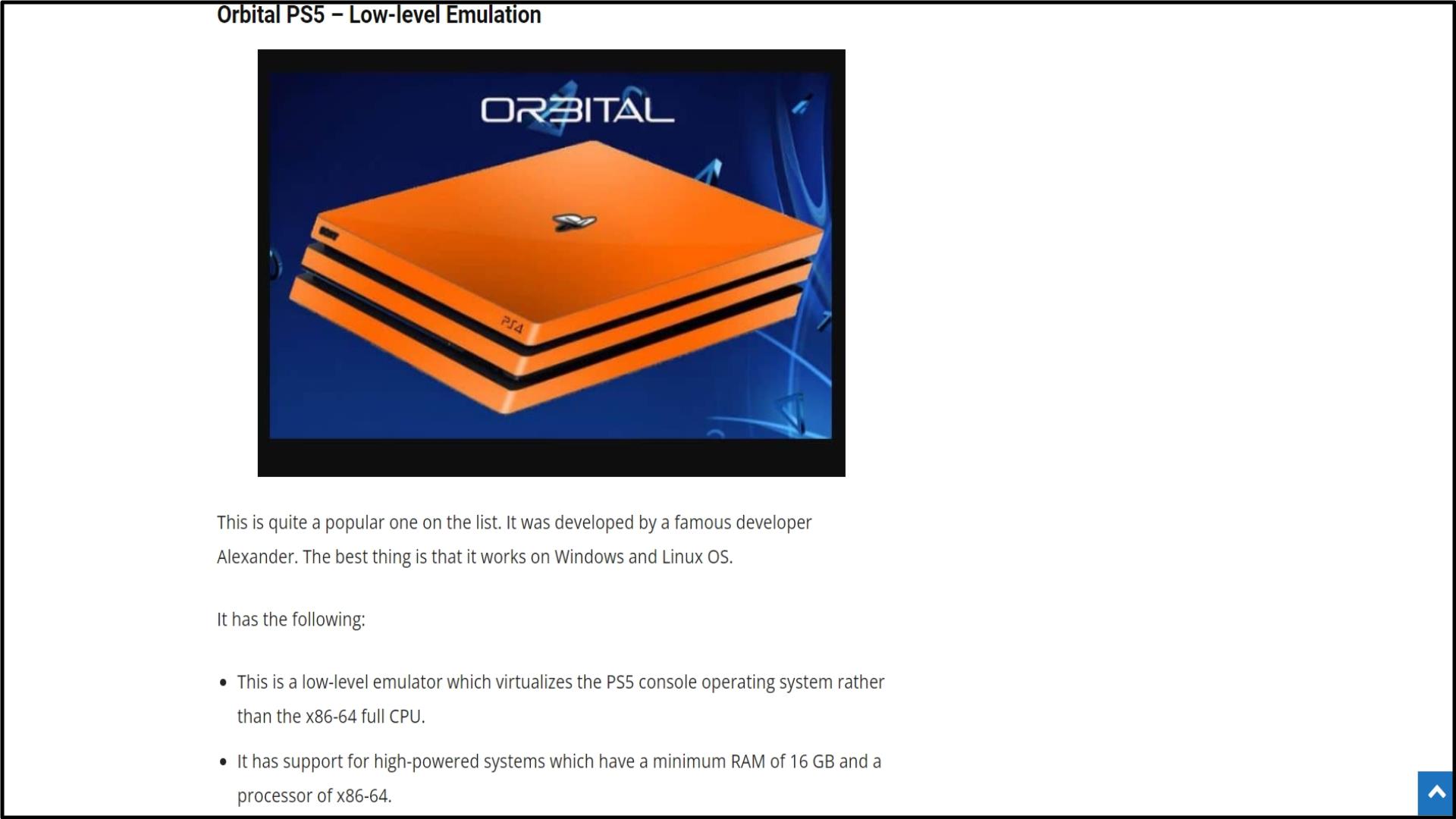 3 Orbital PS5 – Low level Emulation
