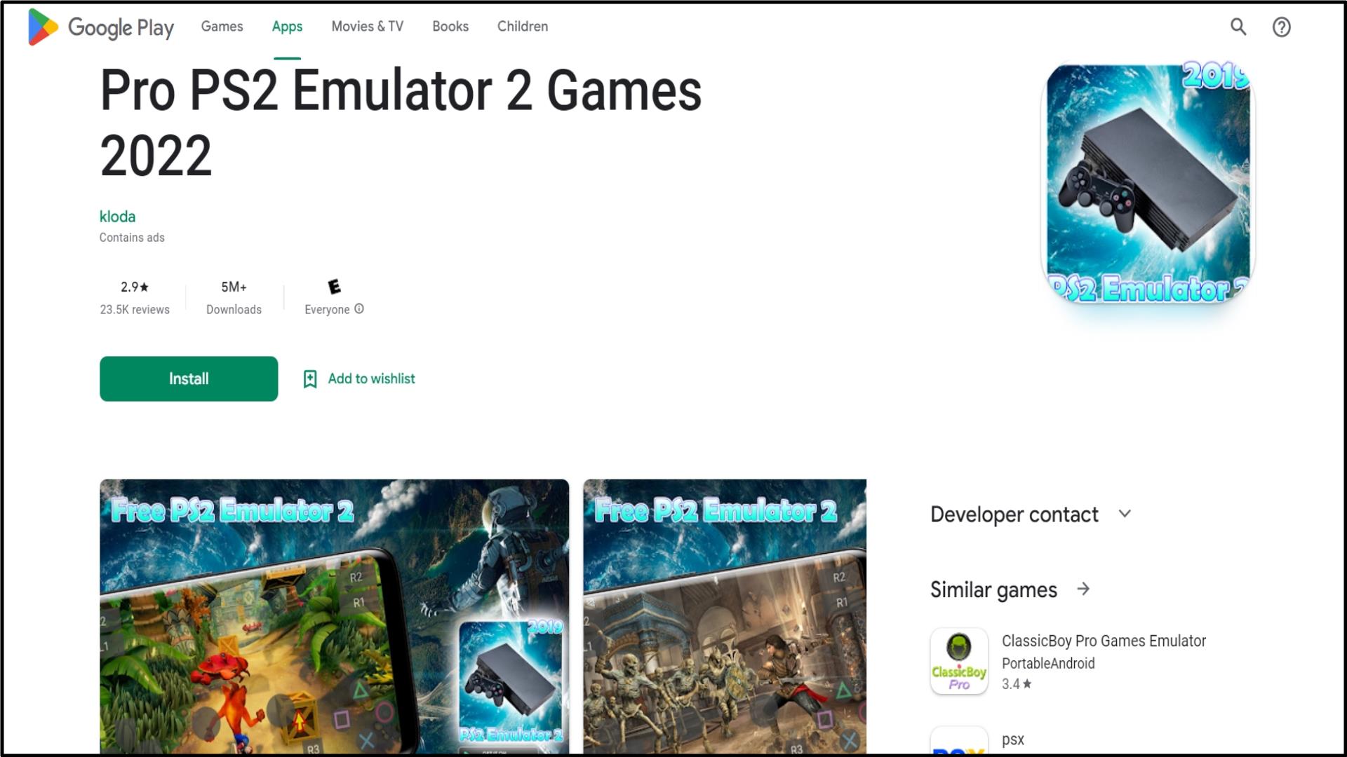 7 Pro PS2 Emulator 2 Games 2022