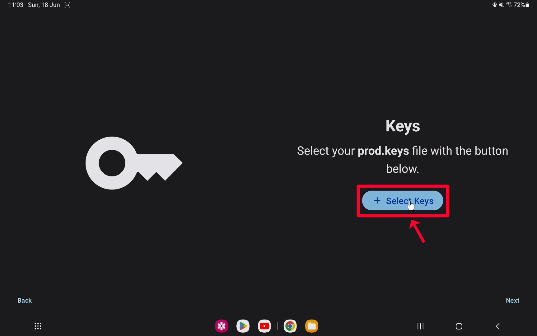 Step 8 Click on Select Keys button